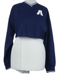 Dámská tmavomodrá crop mikina s písmenkem H&M