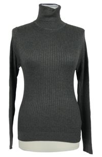 Dámský tmavošedý žebrovaný svetrový rolák Primark 