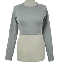 Dámské šedé žebrované crop elastické triko Boohoo 