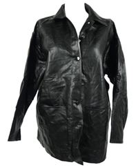 Dámský černý koženkový kabát Shein 