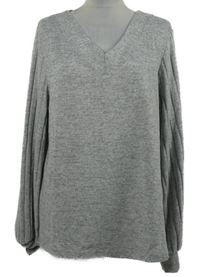 Dámský šedý melírovaný lehký svetr 