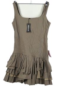 Nové - Dámské béžové elastické minišaty s volánky PrettyLittle Thing