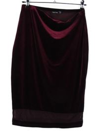 Dámská vínová sametová sukně s tylovým pruhem Boohoo 