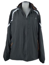 Dámská tmavošedá šusťáková sportovní bunda s pruhy C&A vel. 56