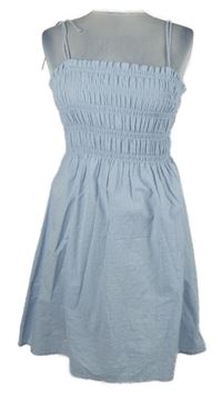 Dámské světlemodré puntíkované žabičkové šaty H&M