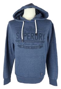 Pánská tmavomodrá mikina s logem a kapucí Superdry 