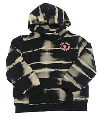 Černo-smetanová mikina s potiskem a kapucí H&M