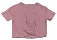 Světlerůžové mačkané crop tričko TU
