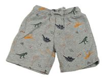 Šedé teplákové kraťasy s dinosaury Nutmeg