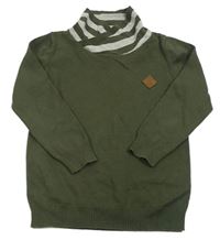 Khaki lehký svetr s proužky Topolino