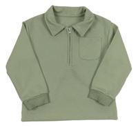 Khaki mikina s límečkem