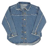 Světlemodrá riflová bunda s kamínky Zara 