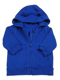 Safírová propínací mikina s výšivkou a kapucí George