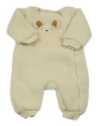Světlebéžová huňatá podšitá kombinéza s medvědem M&S