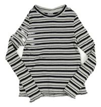 Bílo-černé pruhované žebrované triko anko