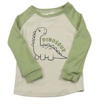 Béžovo-zelené triko s dinem 