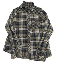 Khaki-tmavomodro-oranžová kostkovaná košile Mayoral