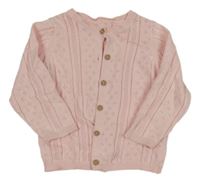 Světlerůžový perforovaný propínací svetr Matalan