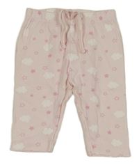 Světlerůžové bavlněné tepláky s mráčky a hvězdičkami Orsolino