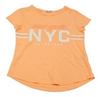 Neonově oranžové tričko s nápisem H&M