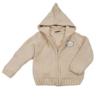 Růžový zateplený propínací svetr s medvědem a kapucí Lupilu