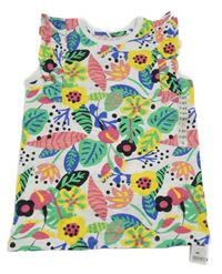 Nové - bílo-barevné tričko s květinami Dunnes Stores