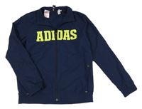 Tmavomodrá šusťáková lehká bunda s nápisem Adidas