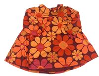 Mahagonovo-oranžové květované šaty s límečkem Next