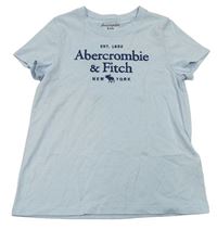 Světlemodré tričko s nápisem Abercrombie&Fitch