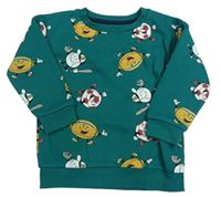 Tmavozelená mikina s míči Primark