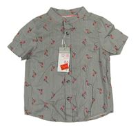 Černo-bílá pruhovaná košile s plameňáky Primark