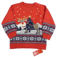 Nové  - Červený puntíkatý svetr se sobem Dunnes stores