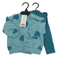 Nové - 2set - Světlemodrá mikina se srdíčky + tepláky F&F