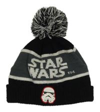 Černo-šedá čepice s bambulí - Star wars George 