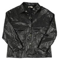 Černá vzorovaná koženková košilová bunda zn. Shein