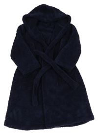 Tmavomodrý chlupatý župan s kapucí George