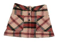 Světlerůžovo-černo-červen kostkovaná sukně s knoflíky St. Bernard