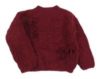 Vínový svetr s třásněmi River Island