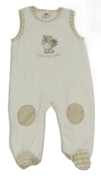 Bílo-béžové sametové dupačky s medvídkem C&A