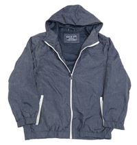 Tmavomodrá melírovaná šusťáková podzimní bunda s kapucí Rebel