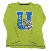 Zelené triko s tygrem a písmem Pepperts