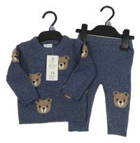 Nové - 2set - Tmavomodrý svetr s medvídky + tepláky F&F