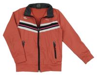 Jahodová sportovní propínací mikina s pruhy 