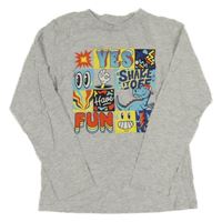 Šedé pyžamové triko s potiskem