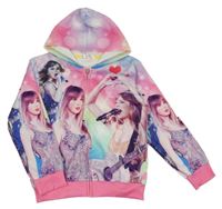 Barevná propínací mikina s dívkami a kapucí 