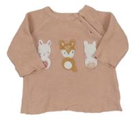 Světlerůžopvý svetr se zvířátky F&F