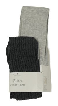 Nové 2x punčocháče - tmavo + světlešedé Primark