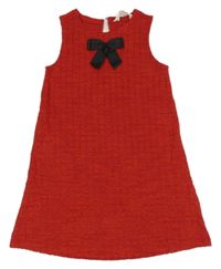 Červené kostkované třpytivé pletené šaty s mašlí H&M