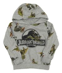 Šedá mikina s dinosaury a kapucí - Jurský svět 