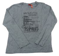 Šedé melírované triko s nápisem Esprit